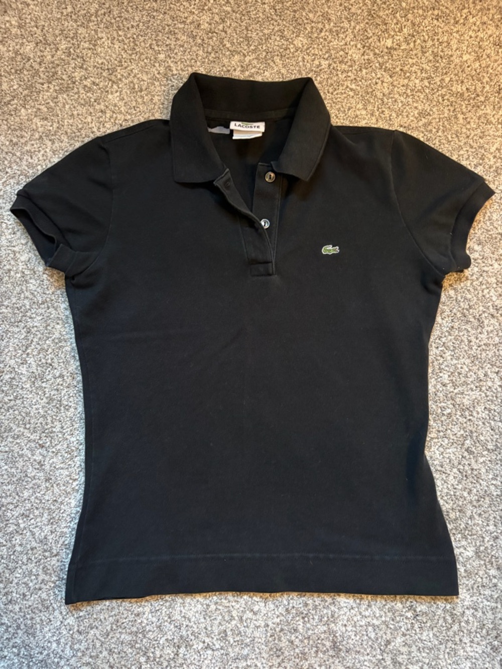 Lacoste Women's Black Polo with Green Crocodile Logo